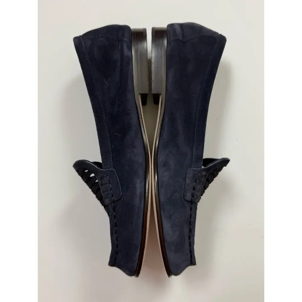 Veronica Beard Navy Suede Cutout Loafers